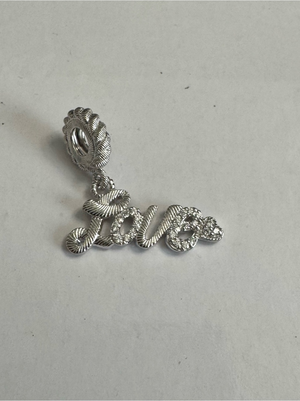 Judith Ripka 925 Silver 'Love' Script Charm Pendant - Picture 2 of 5